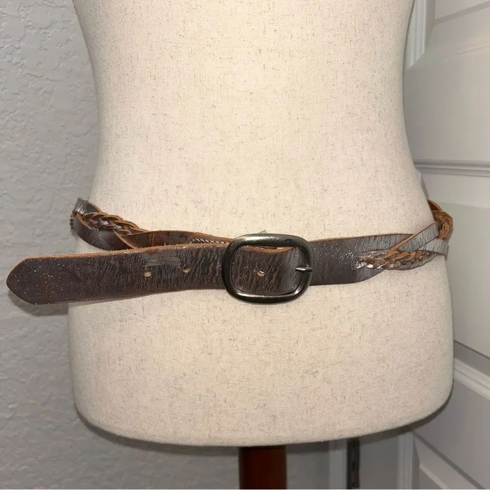 Fossil Distressed Woven Braided Metallic Statement Belt
